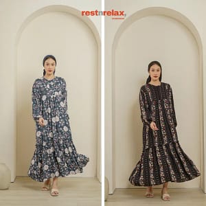 ATHAYA – gamis loose fit dengan aksen ruffle unik