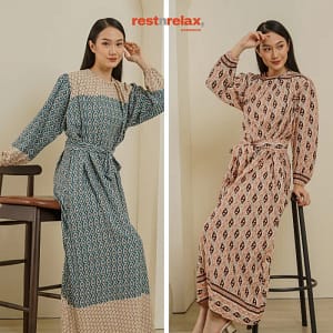 AZARRA – gamis loose fit dengan aksen ikat pinggang lepas pasang